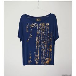 Gold Ukiyoe Navy Blue t-shirt woman. Niebieskie t-shirty damskie Pakamera, bez wzorów, bez kołnierzyka. Za 149,00 zł.