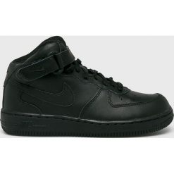 Nike - Buty dziecięce Air Force 1. Czarne trampki chłopięce Nike, bez wzorów, ze skóry, sportowe, z okrągłym noskiem, na sznurówki. Za 279,90 zł.