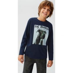 Mango Kids - Longsleeve dziecięcy Dogs 110-164 cm. Białe t-shirty chłopięce Mango Kids, z nadrukiem, z bawełny, bez rękawów. Za 45,90 zł.