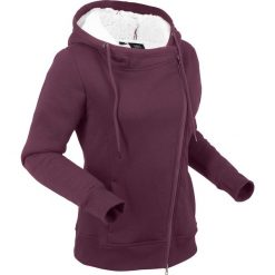 Bluza rozpinana z polaru baranka, długi rękaw bonprix czarny bez. Fioletowe bluzy damskie bonprix, bez wzorów, z polaru, z długim rękawem, długie, bez kaptura. Za 149,99 zł.
