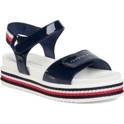 Sandały TOMMY HILFIGER - Platform Velcro Sandal T3A2-30650-0774 M Blue 800. Niebieskie sandały dziewczęce TOMMY HILFIGER, ze skóry ekologicznej, bez zapięcia. W wyprzedaży za 229,00 zł.