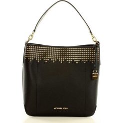 Luksusowa torebka bucket MICHAEL KORS black/dark khaki. Czarne kuferki damskie marki Michael Kors, w paski, ze skóry, bez dodatków. Za 999,00 zł.