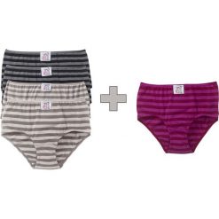 Figi "maxi" bonprix czarno-szaro-fioletowy w paski. Majtki damskie bonprix. Za 49,95 zł.