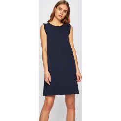 Tommy Hilfiger - Sukienka. Niebieskie sukienki damskie TOMMY HILFIGER, na co dzień, bez wzorów, z elastanu, casualowe, z okrągłym kołnierzem, bez rękawów, mini, proste. W wyprzedaży za 349,90 zł.