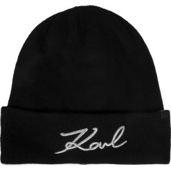 Czapka KARL LAGERFELD - 201W3408 Black. Czarne czapki damskie KARL LAGERFELD, na zimę, bez wzorów, z bawełny. W wyprzedaży za 219,00 zł.