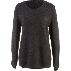 Sweter z puszystej przędzy bonprix czarno-matowy srebrny. Szare swetry klasyczne damskie bonprix. Za 54,99 zł.