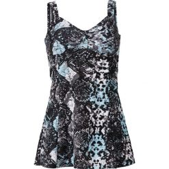 Tankini z dłuższym topem bonprix czarno-leo. Pomarańczowe stroje kąpielowe damskie bonprix, z nadrukiem. Za 129,99 zł.