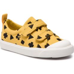 Trampki CLARKS - City FlareLo T 261410896 Yellow Combi. Żółte półbuty dziewczęce Clarks, na rzepy. Za 159,00 zł.