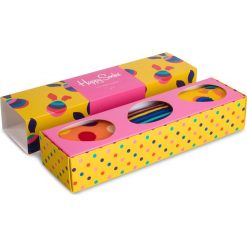 Zestaw 3 par wysokich skarpet unisex HAPPY SOCKS - XEAST08-2700 Kolorowy. Różowe skarpetki damskie marki Happy Socks, bez wzorów, z elastanu. Za 119,90 zł.