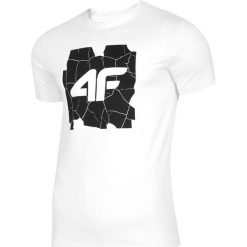 T-shirt męski TSM007 - biały. Białe koszulki męskie marki 4f, m, bez wzorów, z jersey, bez kołnierzyka. Za 44,99 zł.