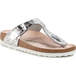 Japonki BIRKENSTOCK - Gizeh 1016241 Gator Gleam Silver. Szare klapki damskie Birkenstock, bez wzorów, ze skóry ekologicznej, bez obcasa. W wyprzedaży za 239,00 zł.