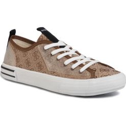 Tenisówki GUESS - Nettuno Low FM6NTL FAL12 BEITA. Pomarańczowe półbuty męskie Guess, z aplikacjami, z gumy, bez zapięcia. W wyprzedaży za 279,00 zł.