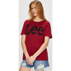 Lee - Top. Szare topy damskie marki Lee, l, z nadrukiem, z bawełny, z okrągłym kołnierzem. Za 99,90 zł.