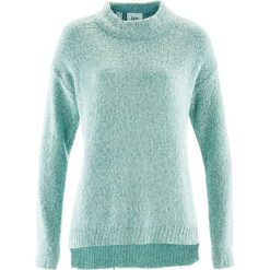 Swetry klasyczne damskie: Sweter boucle bonprix pastelowy miętowy melanż