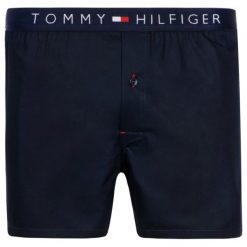 Bokserki TOMMY HILFIGER 1U87905489. Niebieskie bokserki męskie TOMMY HILFIGER, bez wzorów, z bawełny. W wyprzedaży za 89,00 zł.
