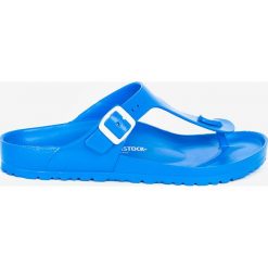 Birkenstock - Japonki. Niebieskie klapki damskie Birkenstock, bez wzorów, z gumy, bez obcasa, na obcasie. W wyprzedaży za 99,90 zł.