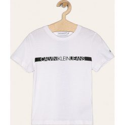 Calvin Klein Jeans - T-shirt dziecięcy 116-176 cm. Białe t-shirty chłopięce Calvin Klein Jeans, z nadrukiem, z bawełny, bez rękawów. Za 139,90 zł.
