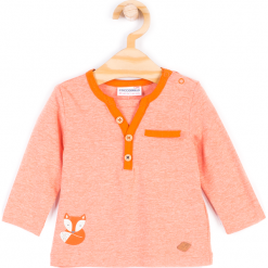 Koszulka. Pomarańczowe t-shirty chłopięce marki FOX, z aplikacjami, z elastanu, z długim rękawem. Za 14,90 zł.