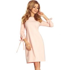 Różowa Sukienka z Kokardkami i Paskiem. Czerwone sukienki marki Molly.pl, na imprezę, m, w paski, eleganckie, rozkloszowane. Za 158,90 zł.