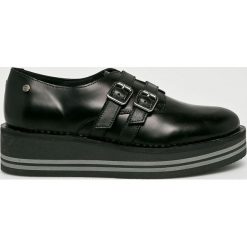 Tommy Hilfiger - Półbuty. Czarne półbuty damskie skórzane marki TOMMY HILFIGER, z okrągłym noskiem, na obcasie. Za 599,90 zł.