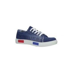 Buty Casu Granatowe trampki jeansowe 707. Szare trampki i tenisówki damskie marki Casu, bez wzorów, z jeansu, bez zapięcia. Za 29,99 zł.
