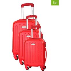 Zestaw walizek w kolorze czerwonym - 3 szt. Czerwone walizki Platinium, z materiału. W wyprzedaży za 499,95 zł.