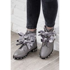 Buty zimowe damskie: Szare Botki Madame Glam