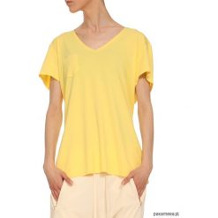 T-shirt żółty YY500204_RAL1026. Żółte bluzki damskie Pakamera, bez wzorów, z jeansu, bez kołnierzyka. Za 124,00 zł.