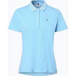 Tommy Hilfiger - Damska koszulka polo, niebieski. Niebieskie koszulki damskie polo TOMMY HILFIGER, xxl, w paski, z bawełny, polo, bez rękawów, bez kaptura. Za 229,95 zł.