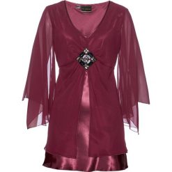 Tunika bonprix magenta. Fioletowe tuniki damskie marki bonprix, z aplikacjami, bez kołnierzyka, bez rękawów. Za 129,99 zł.