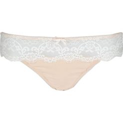 Stringi "Londra" w kolorze cielisto-białym. Brązowe stringi damskie Lascana & Co., w koronkowe wzory, z koronki. W wyprzedaży za 44,95 zł.