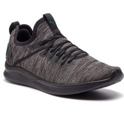 Buty PUMA - Ignite Flash EvoKnit 190508 20 Black/Dk Grey/Ponderosa Pine. Szare buty sportowe męskie Puma, z tworzywa sztucznego, bez zapięcia, na fitness i siłownię. W wyprzedaży za 279,00 zł.