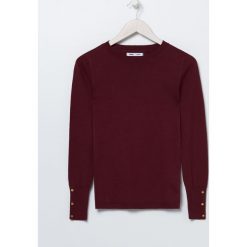 Wiskozowy sweter z ozdobnym rękawem - Fioletowy. Fioletowe swetry damskie Sinsay, s, bez wzorów, z wiskozy, bez rękawów, bez kaptura. Za 39,99 zł.