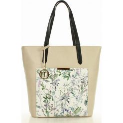 MONNARI Letni shopper bag z kwiecistą kieszenią beżowy. Brązowe torby damskie na zakupy Monnari, z aplikacjami, ze skóry ekologicznej, eleganckie, zdobione, z breloczkiem. Za 179,00 zł.