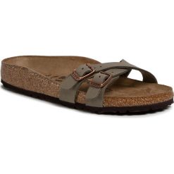 Klapki BIRKENSTOCK - Almere II 1015822 Stone. Zielone klapki damskie Birkenstock, bez wzorów, ze skóry ekologicznej, bez obcasa. Za 269,00 zł.