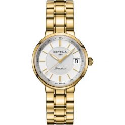 PROMOCJA ZEGAREK CERTINA DS Stella C031.210.33.031.00. Białe zegarki damskie CERTINA, złote. W wyprzedaży za 2191,20 zł.