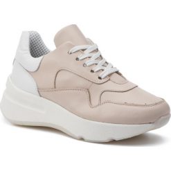 Sneakersy HEGO'S MILANO - 1121 Rosa/Bianco. Brązowe półbuty damskie Hego's Milano, bez wzorów, ze skóry, bez obcasa, na koturnie, bez zapięcia. W wyprzedaży za 299,00 zł.