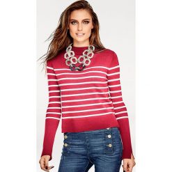 Sweter w kolorze różowo-białym. Różowe swetry damskie Heine, w paski, bez rękawów, bez kaptura. W wyprzedaży za 65,95 zł.