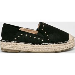 Answear - Espadryle Erynn. Czarne espadryle damskie ANSWEAR, bez wzorów, z gumy, bez obcasa, na obcasie. W wyprzedaży za 59,90 zł.