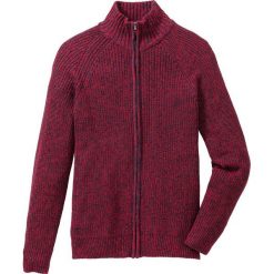 Sweter rozpinany Regular Fit bonprix ciemnoczerwono-ciemnoniebieski melanż. Czerwone swetry męskie bonprix, s, bez wzorów. Za 109,99 zł.