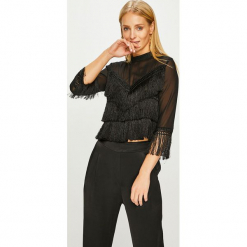 Answear - Bluzka. Czarne bluzki damskie ANSWEAR, na co dzień, s, z aplikacjami, z poliesteru, eleganckie, ze stójką, bez rękawów. W wyprzedaży za 119,90 zł.