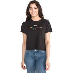 Levi's Koszulka Czarny. Czarne koszulki damskie Levi's®, s, z haftami, z bawełny, bez kołnierzyka. Za 154,95 zł.