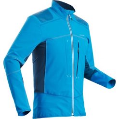 Kurtka turystyczna softshell SH900 Warm męska. Niebieskie kurtki męskie QUECHUA, na zimę, xl, bez wzorów, z elastanu, bez kaptura. Za 299,99 zł.