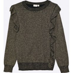 Name it - Sweter dziecięcy 122-164 cm. Szare swetry dziewczęce marki Name it, z bawełny, z okrągłym kołnierzem. W wyprzedaży za 59,90 zł.