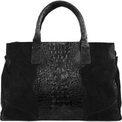 Torebki klasyczne damskie: Skórzana torebka „Isaac” w kolorze czarnym – 40 x 29 x 21 cm