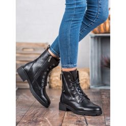 CZARNE WORKERY. Czarne workery damskie Vinceza, ze skóry ekologicznej, bez obcasa, bez zapięcia. Za 177,90 zł.
