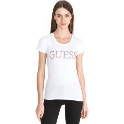 Guess Crystal Koszulka Biały. Białe koszulki damskie Guess, m, z nadrukiem, z elastanu, bez kołnierzyka. Za 157,95 zł.
