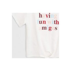 Mango Kids - T-shirt dziecięcy Amigo 110-164 cm. Białe bluzki dziewczęce Mango Kids, z aplikacjami, z bawełny, z okrągłym kołnierzem, z krótkim rękawem, krótkie, bez kaptura. Za 49,90 zł.