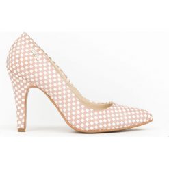 Eleganckie szpilki w szachownicę - skóra naturalna - model 035 - kolor różowa szachownica. Różowe czółenka damskie Zapato, na imprezę, z nadrukiem, ze skóry, eleganckie, na wysokim obcasie, na obcasie, bez zapięcia. Za 299,00 zł.