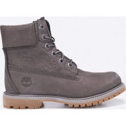 Timberland - Botki 6IN Premium Boot. Szare botki damskie na obcasie marki Timberland, z materiału, na sznurówki. W wyprzedaży za 499,90 zł.